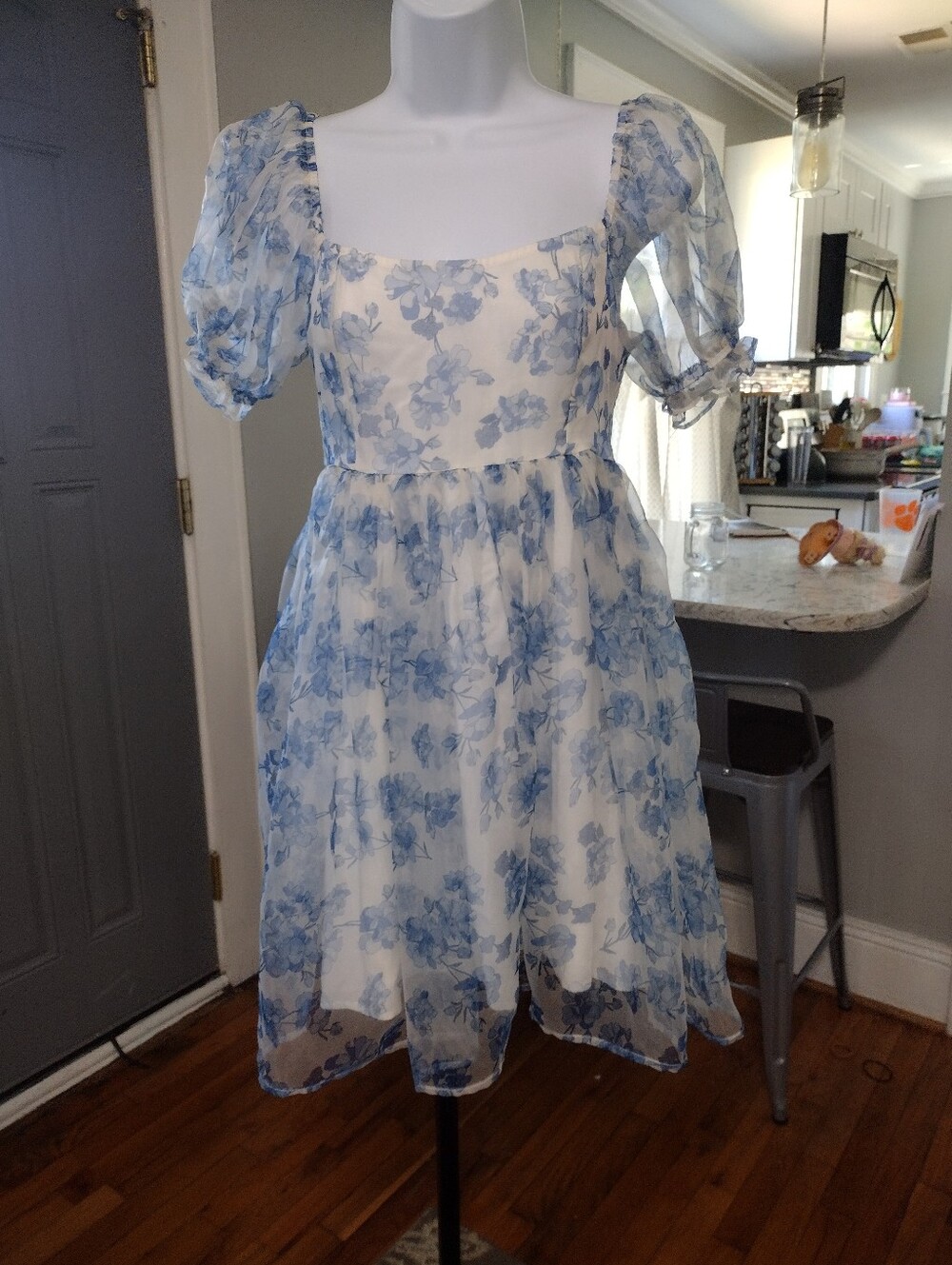 Altar'd State Evette Blue And White Dress